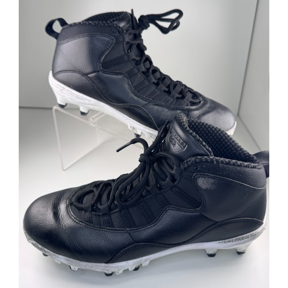 Nike Air Jordan 10 TD Mid Retro BLACK Leather Football Cleats Mens Size 10 USED